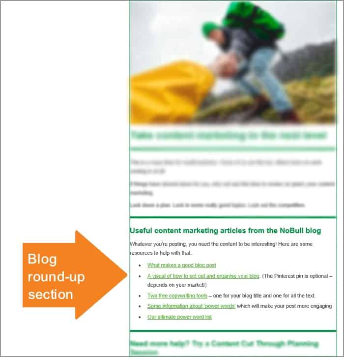 email newsletter with blog roundup 