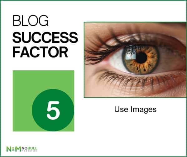 Close-up image of human eyes reflecting the importance of engaging visuals in blog content
