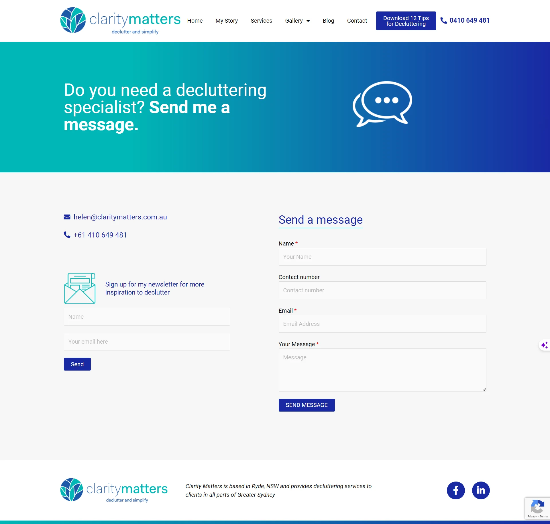 Clarity Matters contact page