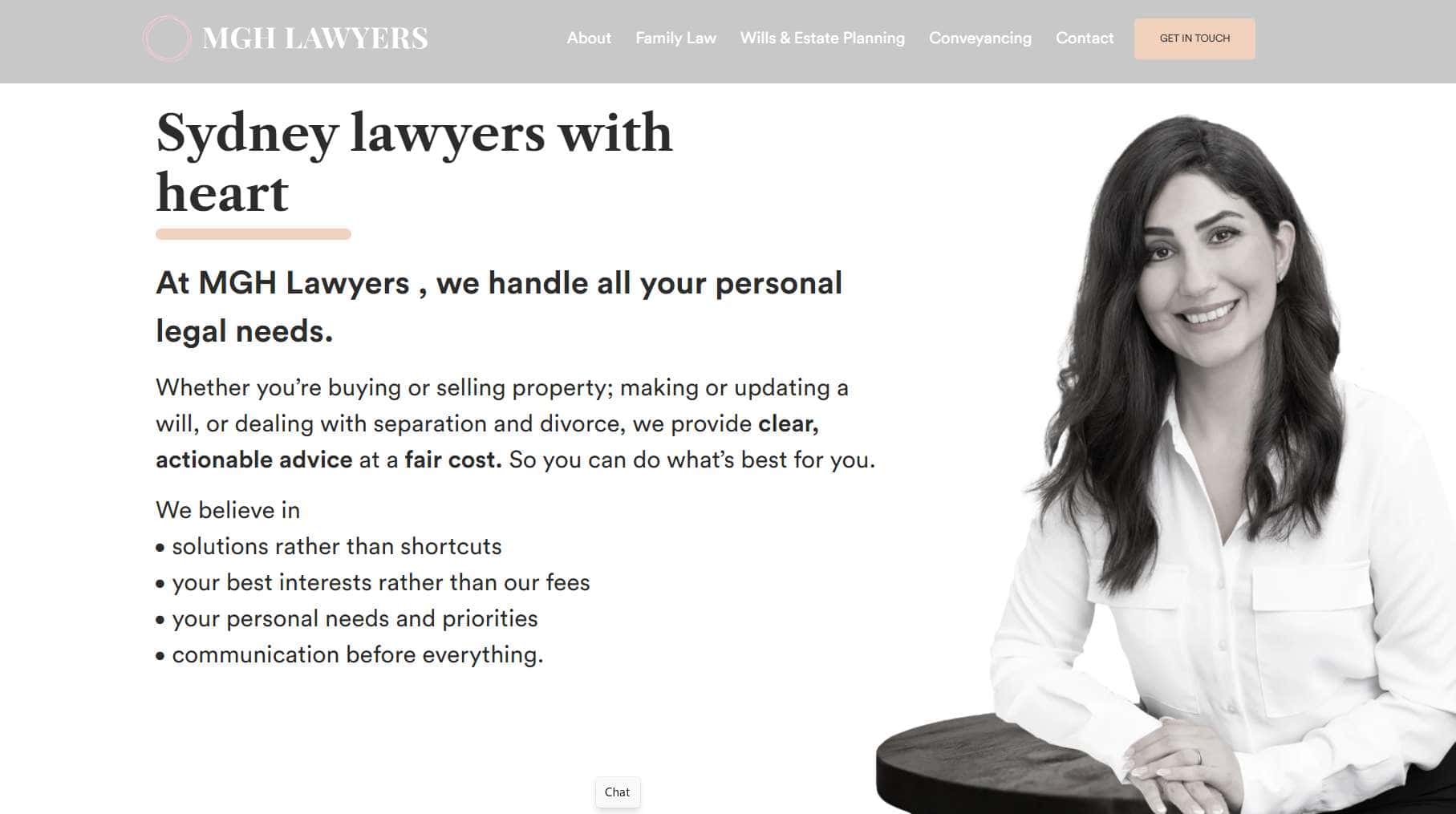 MGH Lawyers home page benefits to the clients